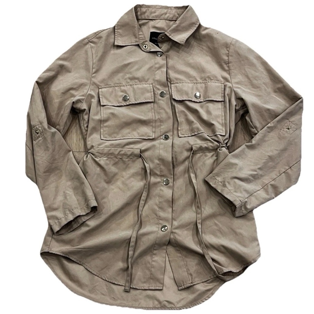 Love Tree Women's Utility Jacket in Taupe Size Small